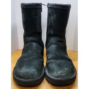 UGG Australia Women's Black Suede Shearling Lined Side Zip Boots Size 8